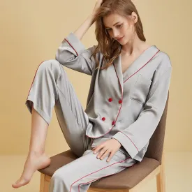 Ice Silk Satin Homewear Long Sleeve Thin Fit Set