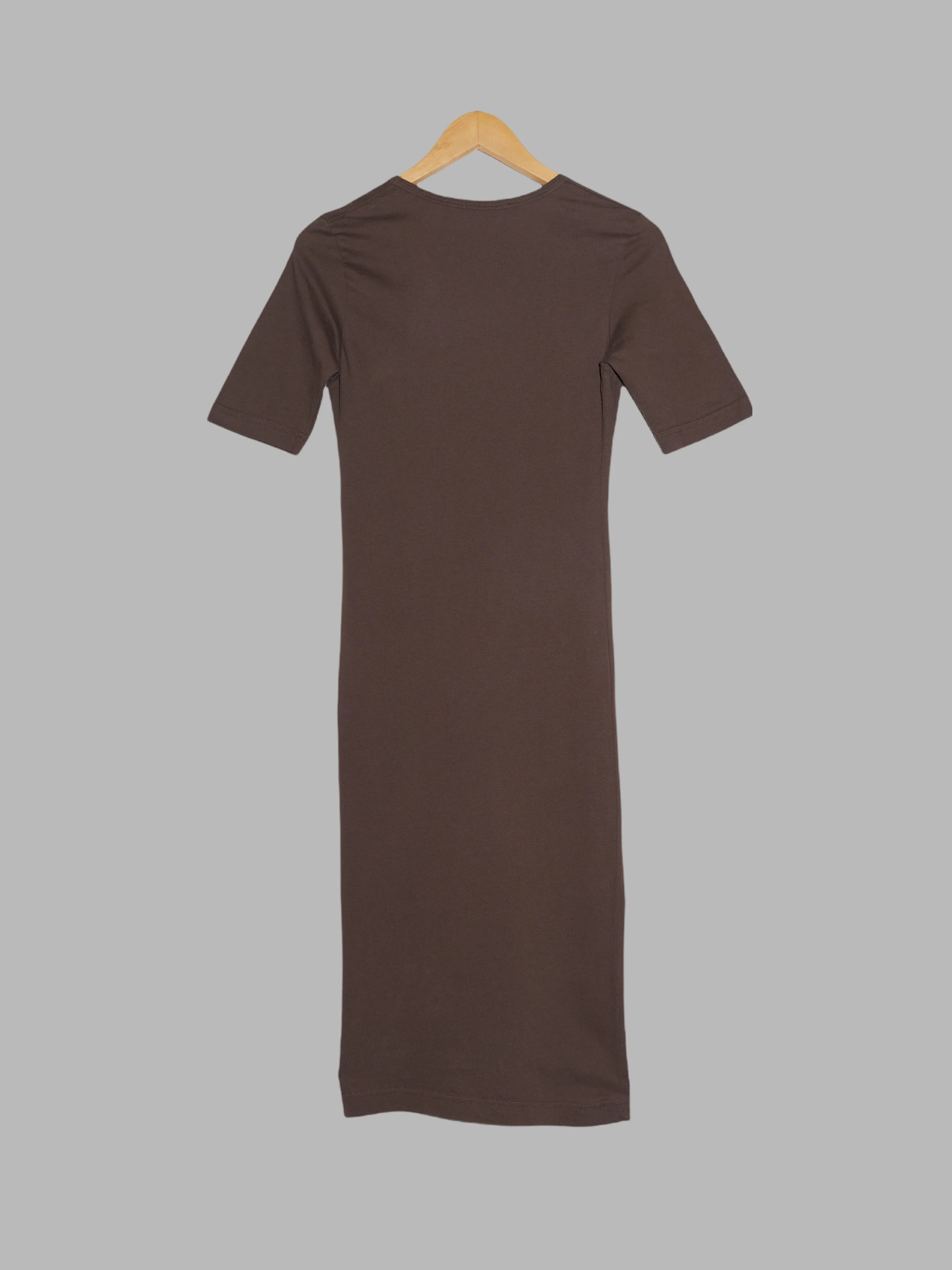 Jean Colonna brown cotton jersey short sleeve v-neck dress - size 40