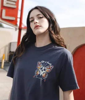 Life & Death Skull Butterfly Boyfriend Tee