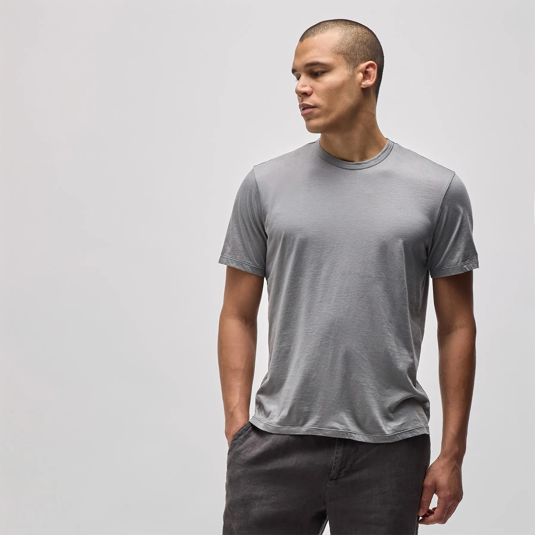 Luxe Lotus Jersey Tee - Silver Grey