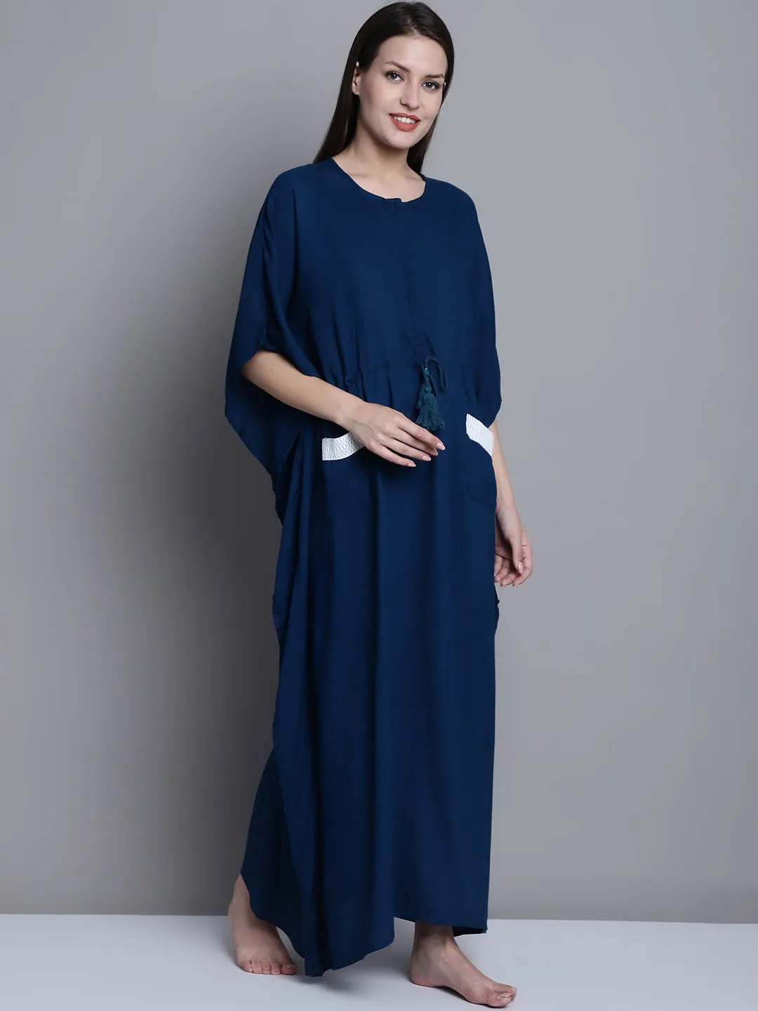 Maternity Kaftan - Solid Blue