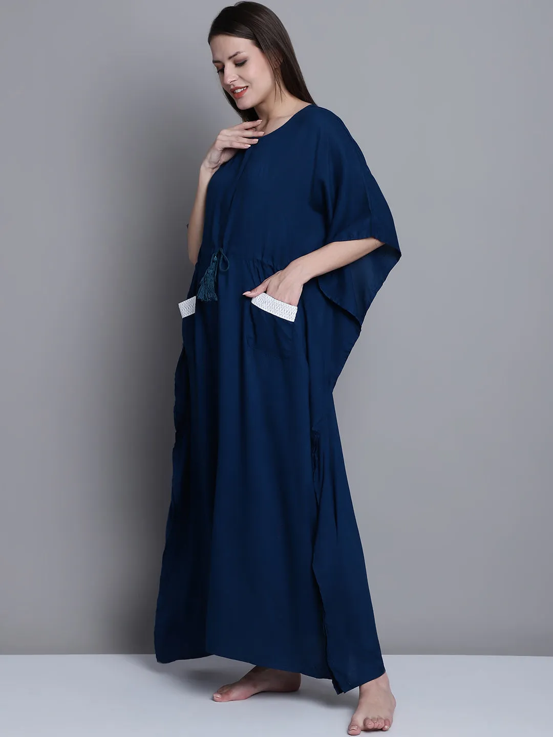 Maternity Kaftan - Solid Blue