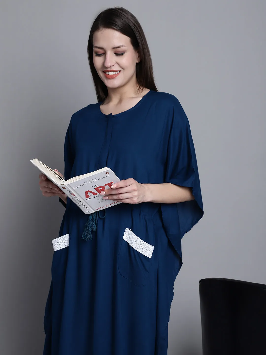 Maternity Kaftan - Solid Blue