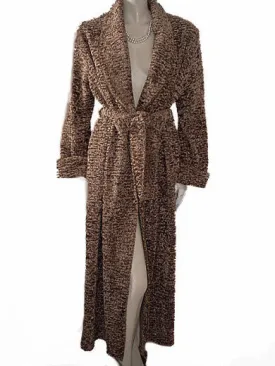 *NEW - RARE LUXURY DIAMOND TEA CHENILLE WRAP-STYLE ROBE IN OATMEAL - MEDIUM / SMALL