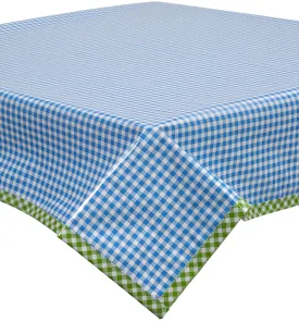 Odd Sized Gingham Light Blue Oilcloth Tablecloths