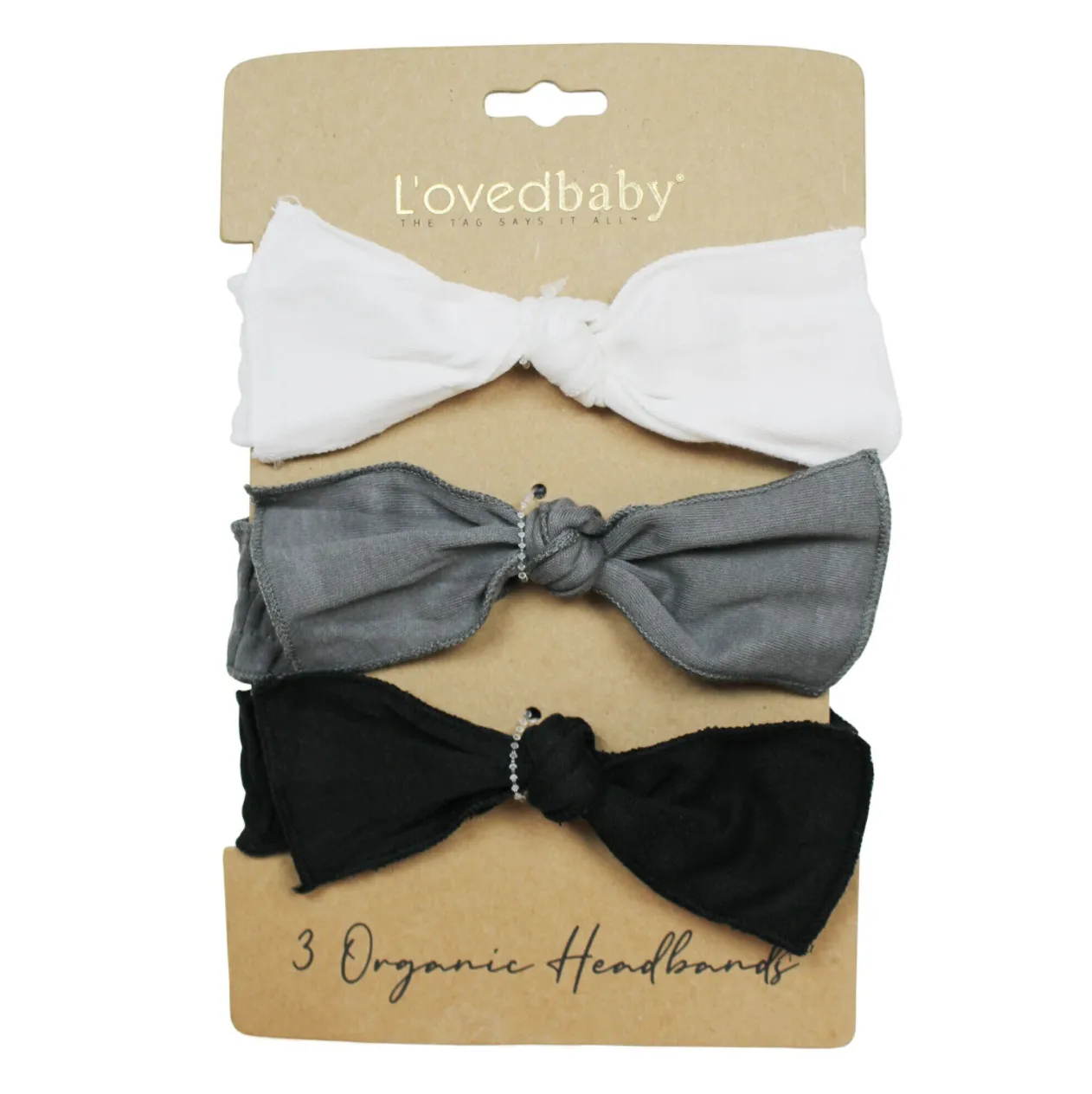 Organic 3-Piece Smocked Headband Gift Set in Black & White