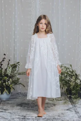 PENELOPE - GIRLS SILK NIGHTDRESS WHITE