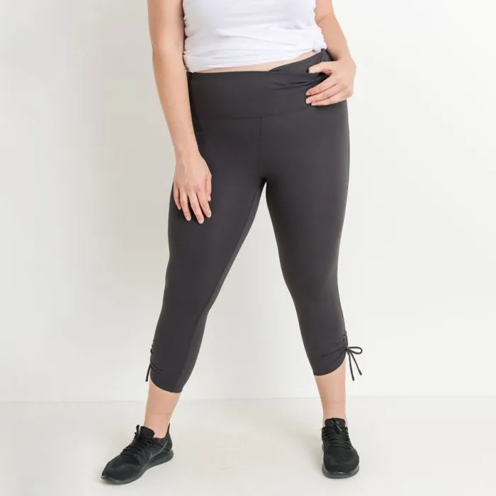 Plus Size Gray High Waist Tie Accent Leggings