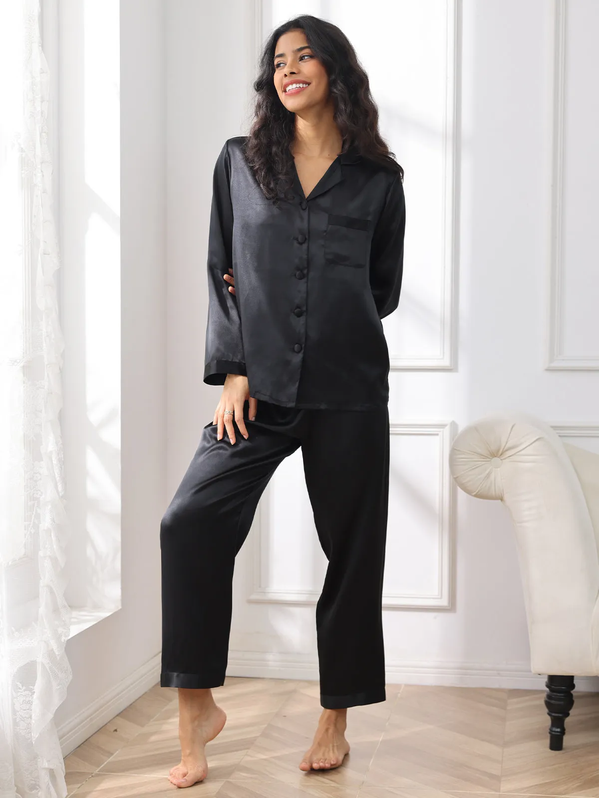 Pure Silk Casual Button Up Women's Pyjamas