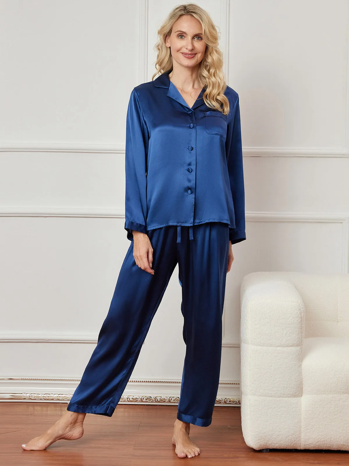 Pure Silk Casual Button Up Women's Pyjamas