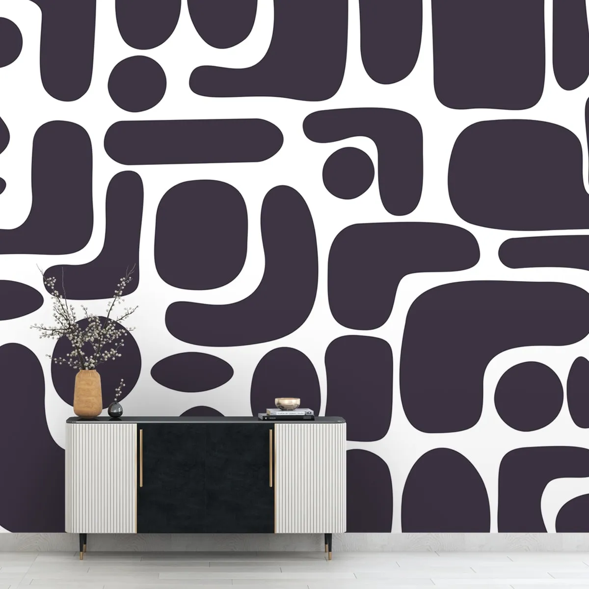 Modern Abstract Purple Wallpaper Design for Bedrooms