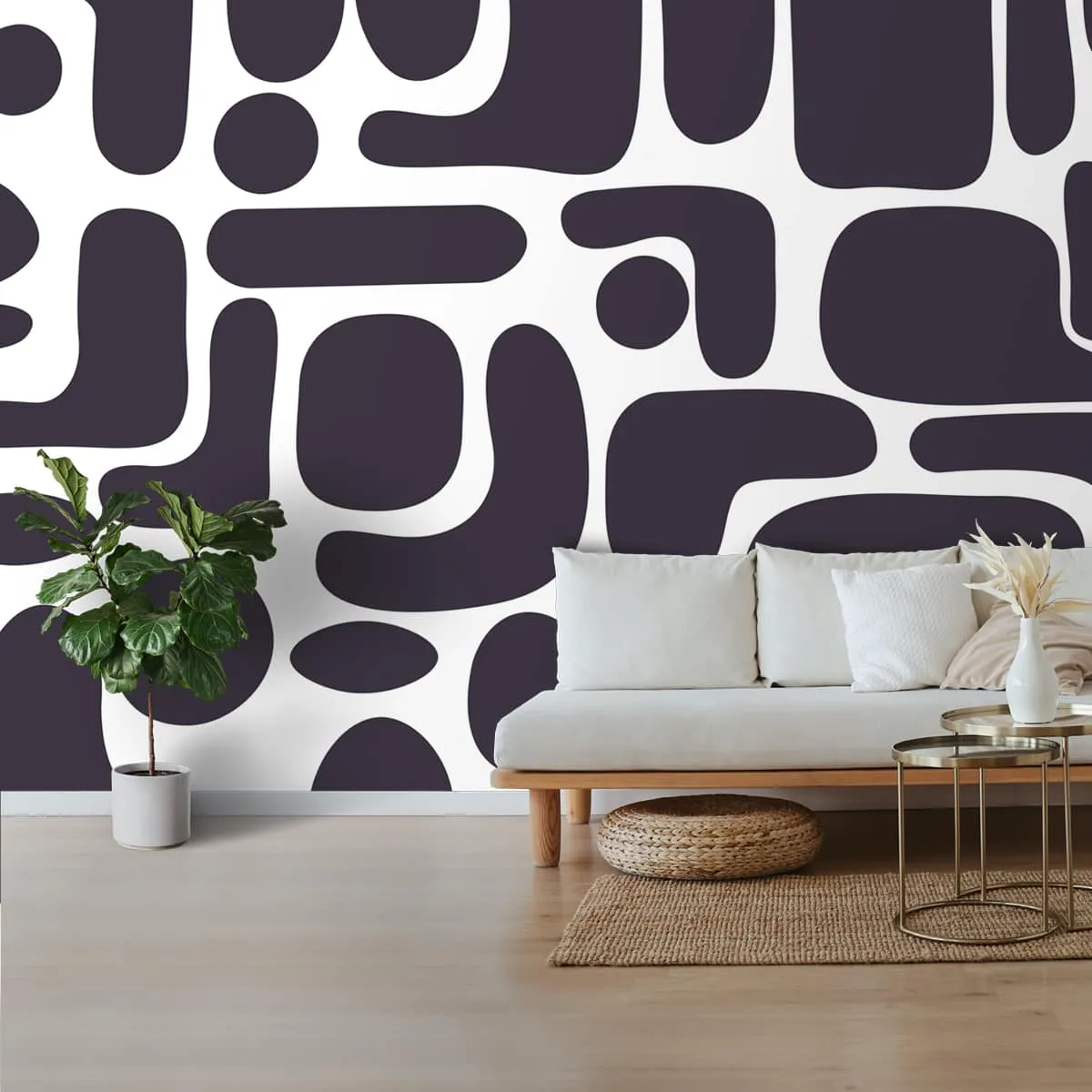 Modern Abstract Purple Wallpaper Design for Bedrooms