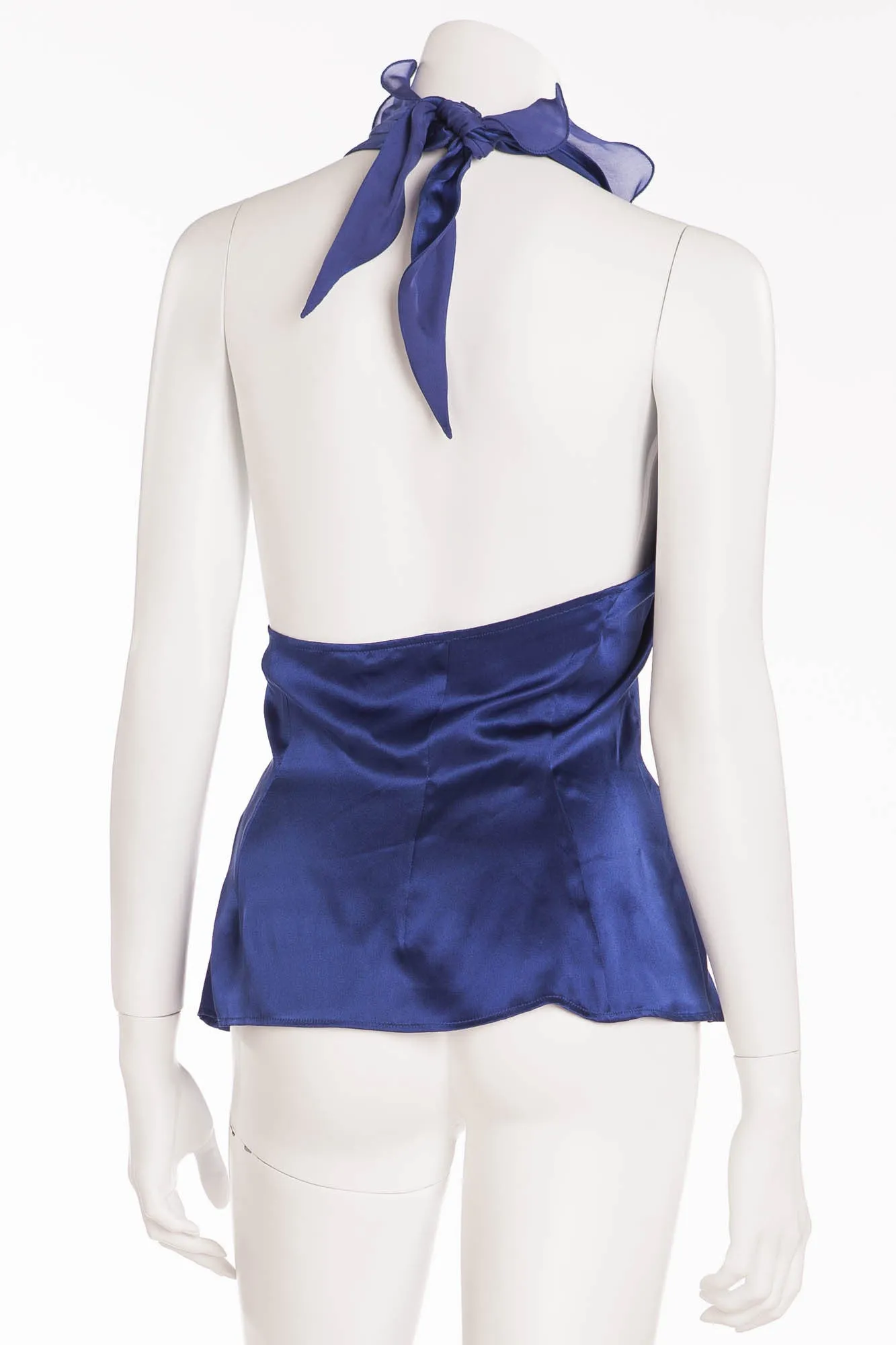 Roberto Cavalli - Silk Blue Halter with Ruffles - IT 42