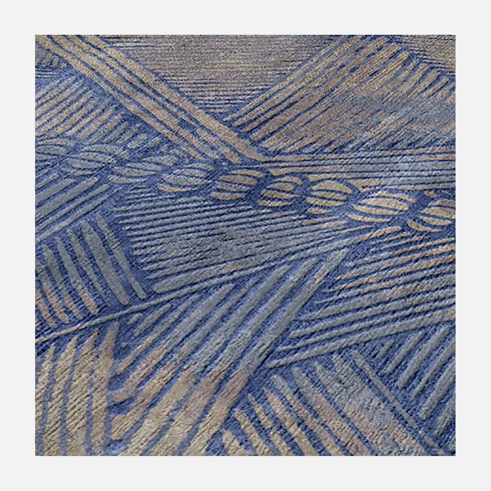 Sample 80 Knot Bamako Blue Silk Wool Rug