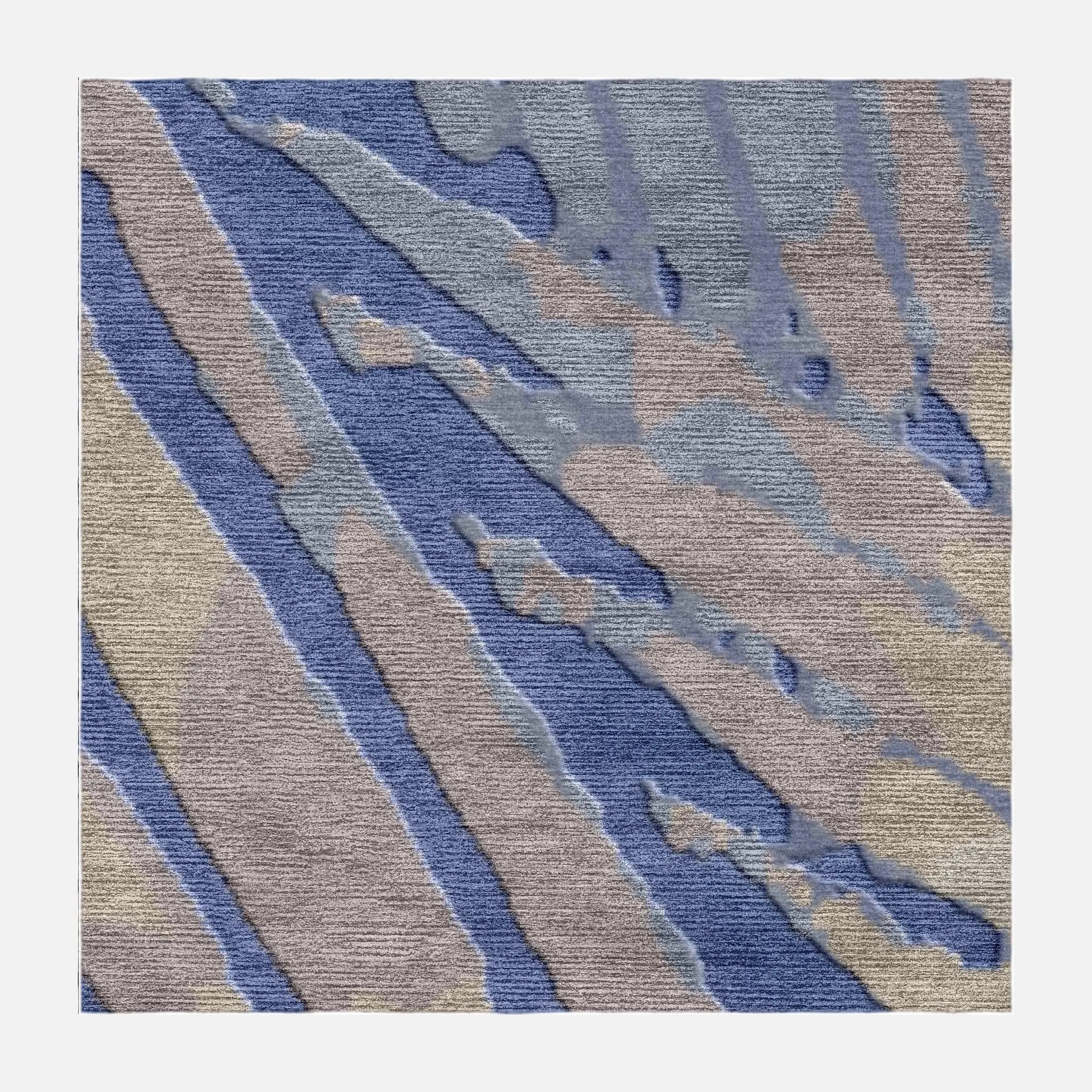 Sample 80 Knot Bamako Blue Silk Wool Rug