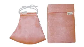 Silk Face Mask with Filter Pocket and Matching Pouch - Apricot