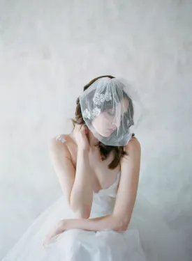 Silk flower, silk tulle birdcage veil - Style #531