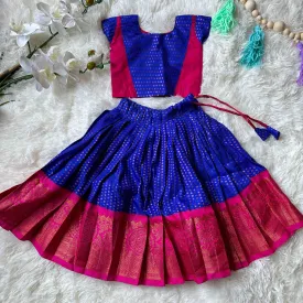 Simple Royal Blue & Pink Lehenga | 6-12 Months