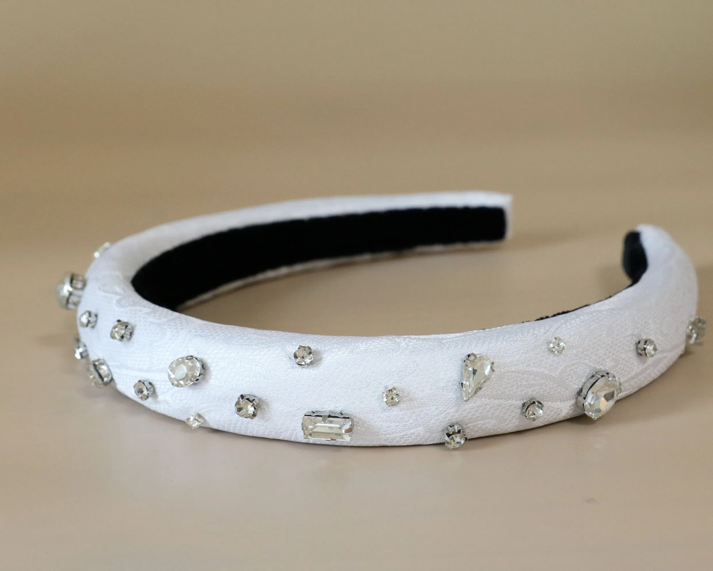 Slender Headband White SIlver Studs