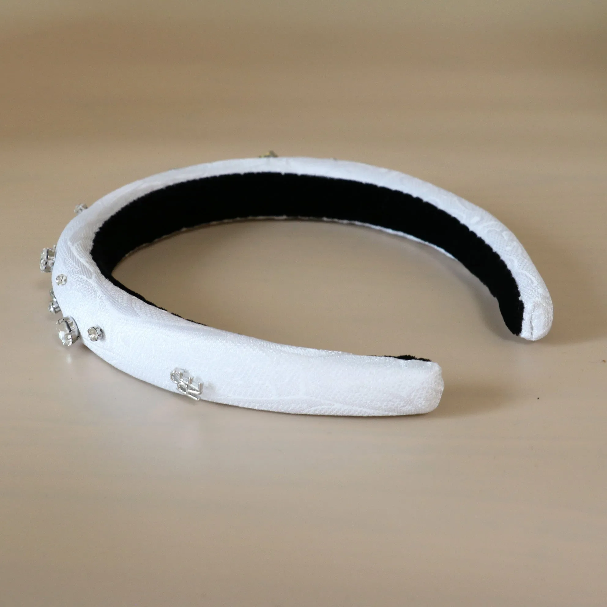 Slender Headband White SIlver Studs