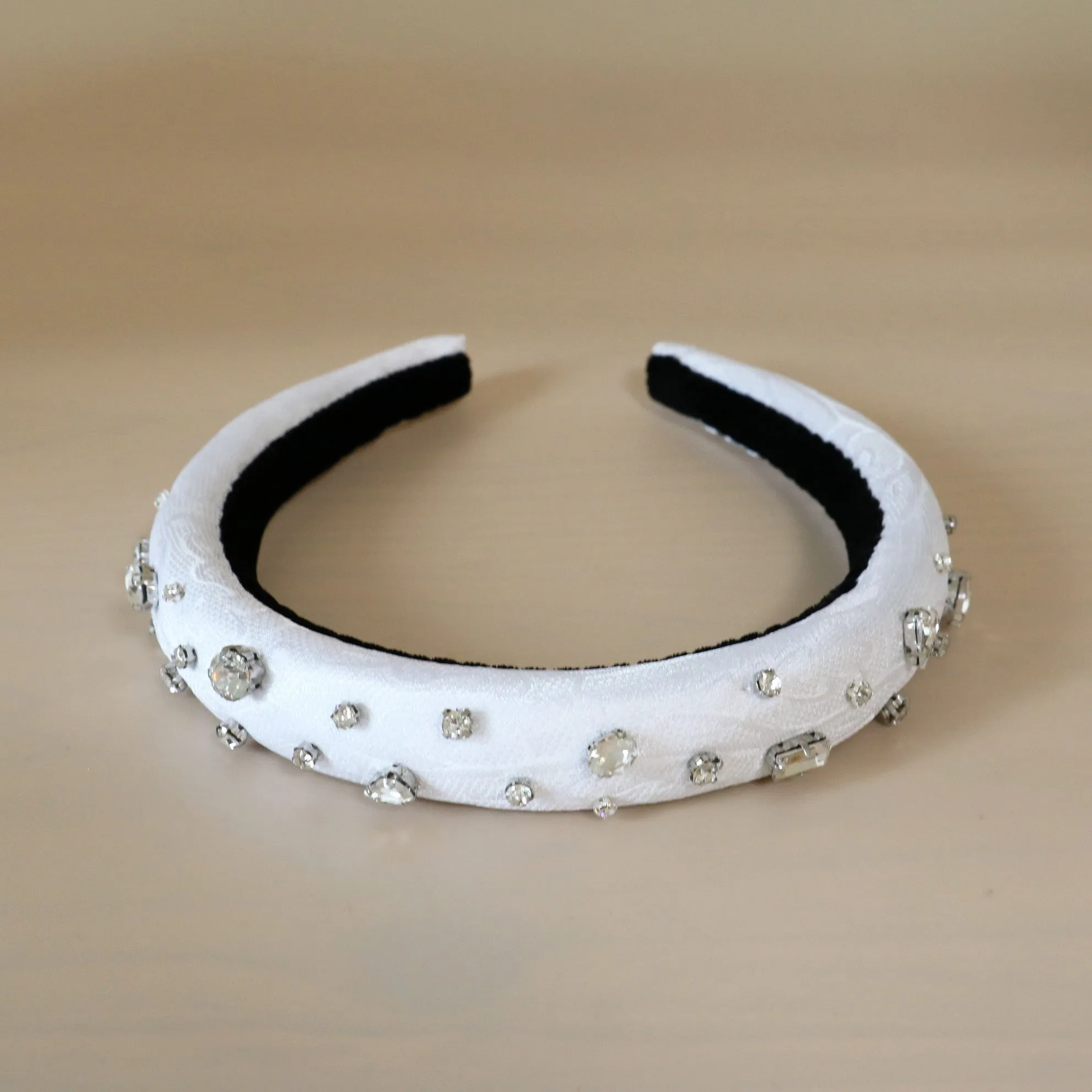 Slender Headband White SIlver Studs