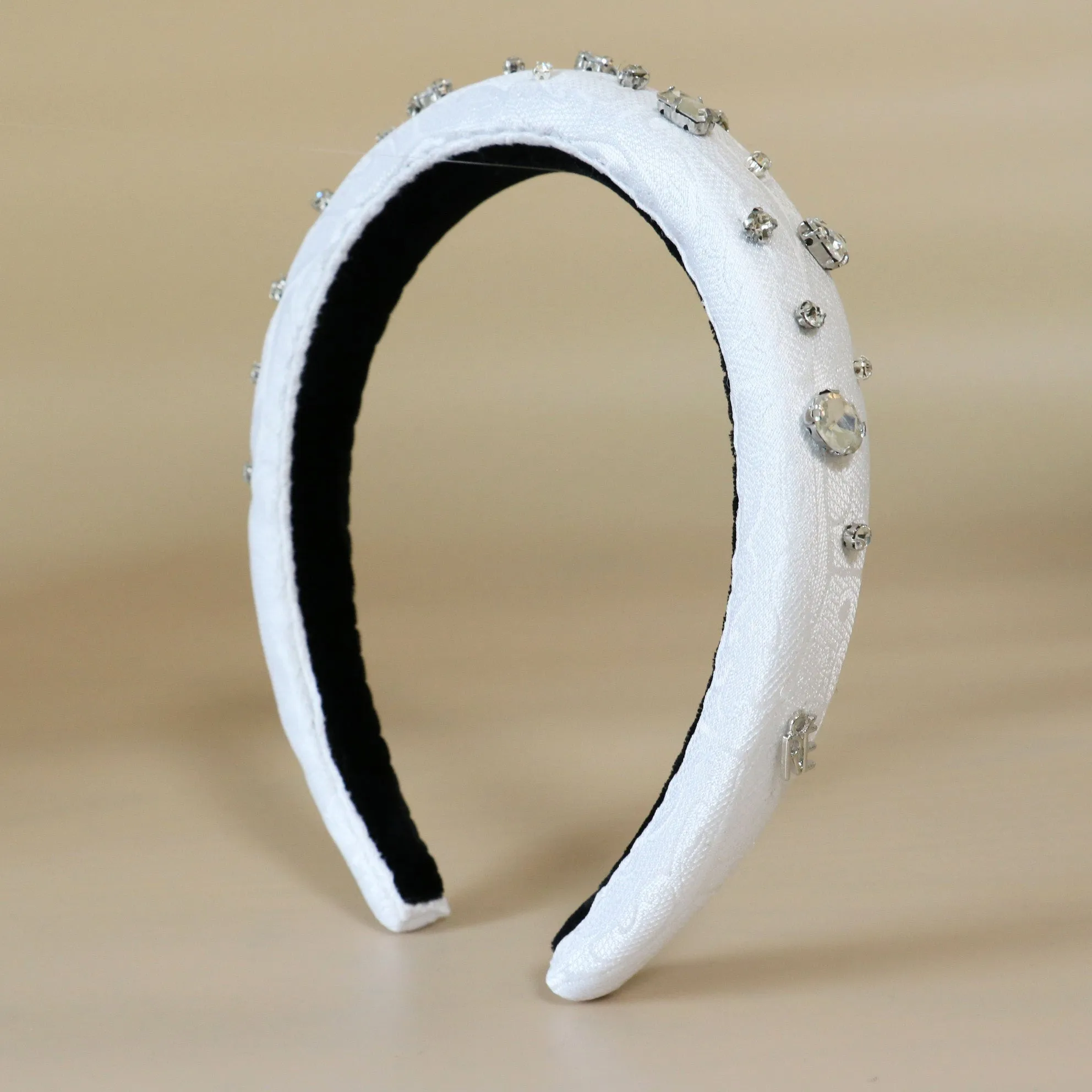 Slender Headband White SIlver Studs