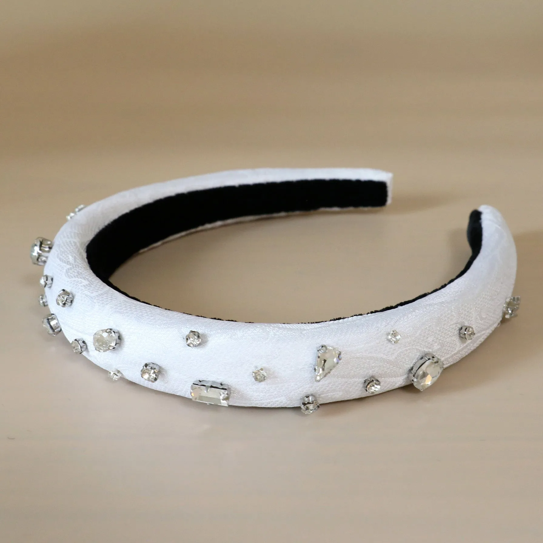 Slender Headband White SIlver Studs