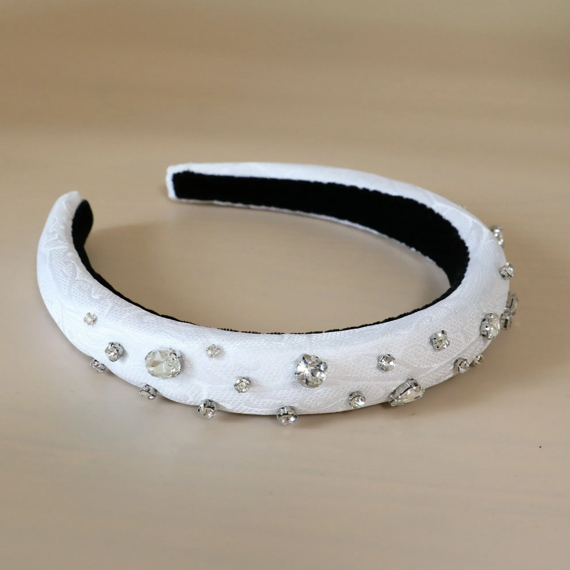 Slender Headband White SIlver Studs