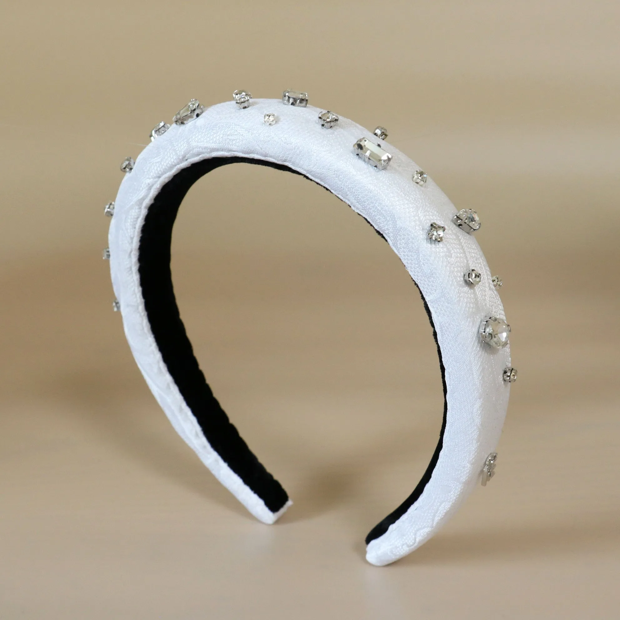 Slender Headband White SIlver Studs