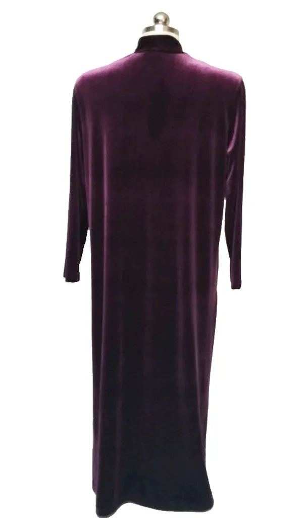 SOLD - NEW - DIAMOND TEA LUXURIOUS VELOUR ZIP UP ROBE  - SIZE MEDIUM Sangria