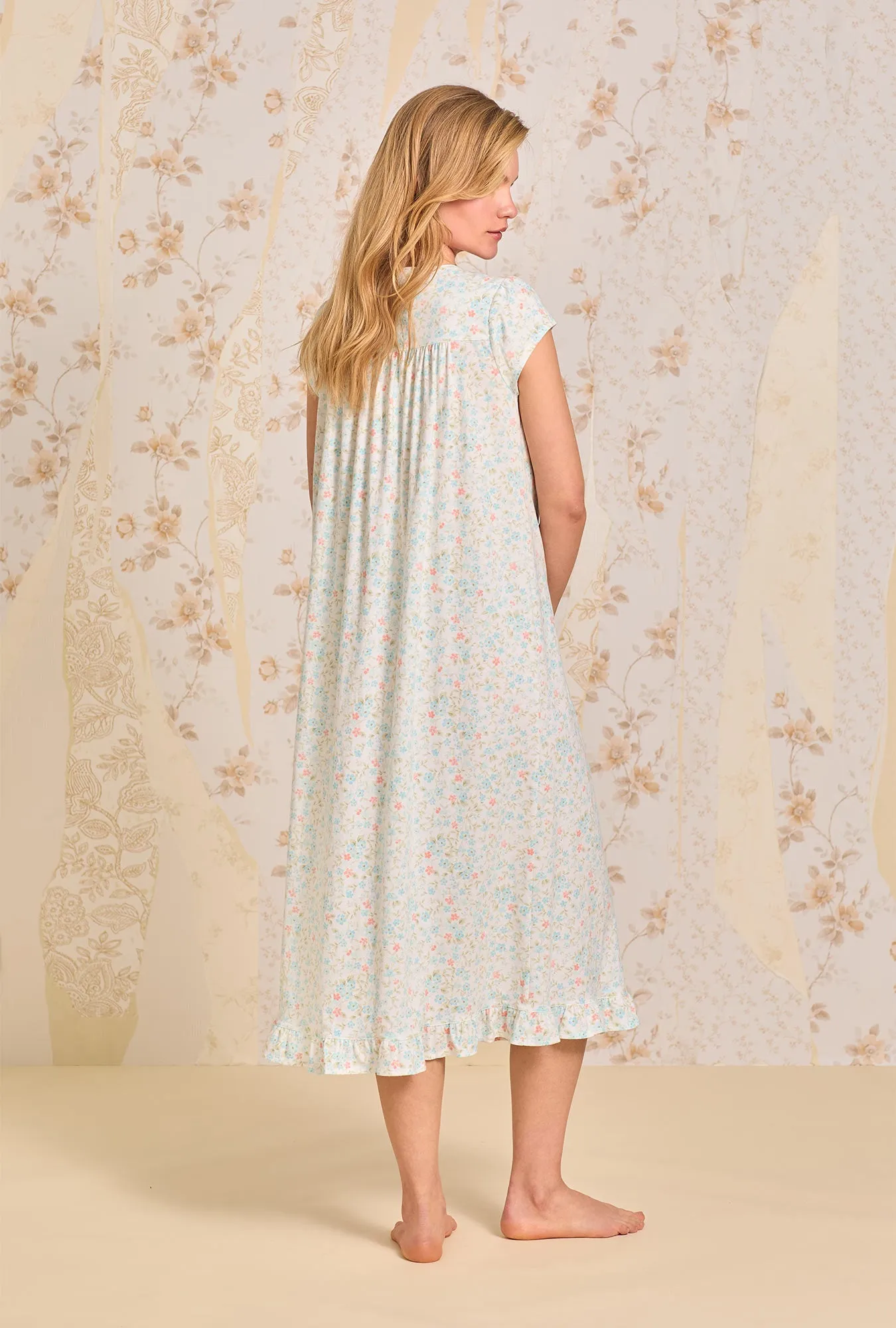 Summer Garden Cotton Knit Nightgown