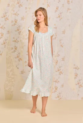 Summer Garden Cotton Knit Nightgown