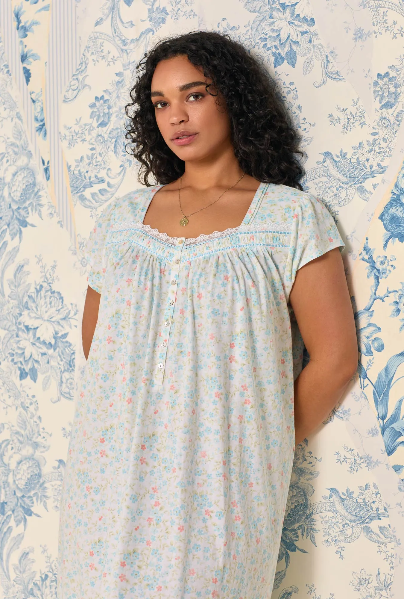 Summer Garden Cotton Knit Nightgown