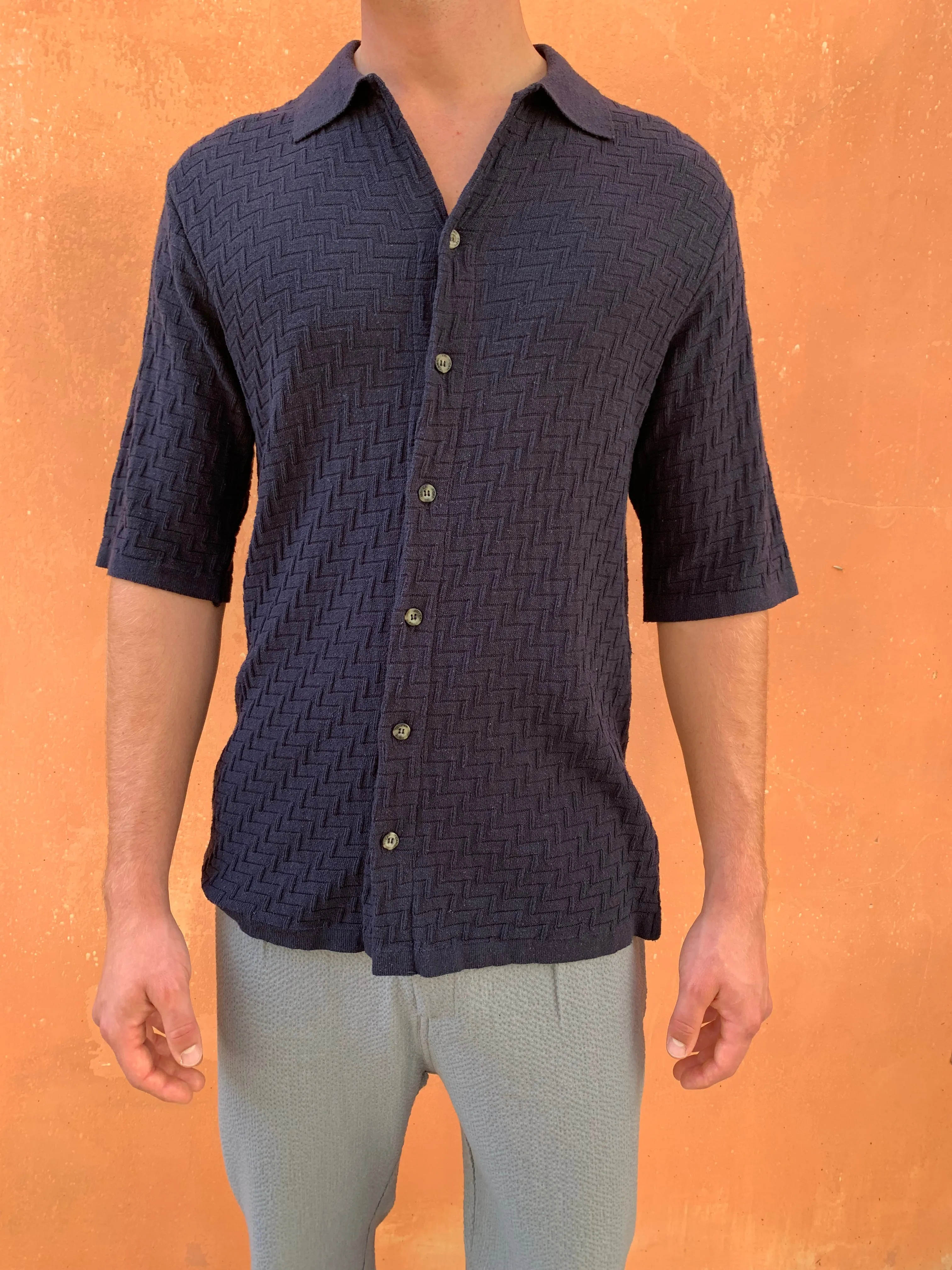 TORNADO - KNIT SHIRT - Silk Bourette Navy