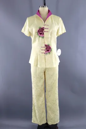 Vintage Silk Embroidered Loungewear Set