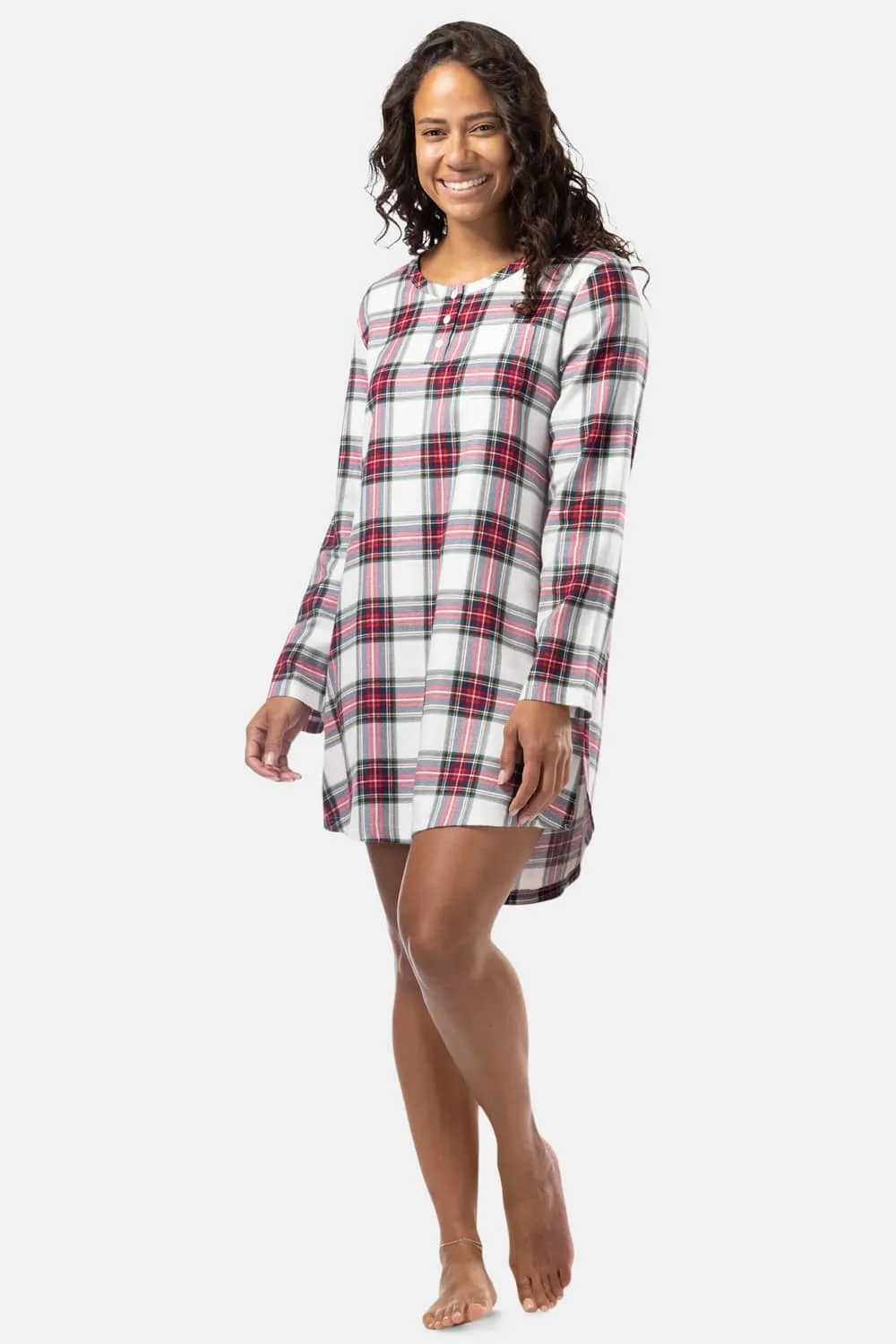 Women's EcoFlannel™ Above Knee Henley Nightshirt