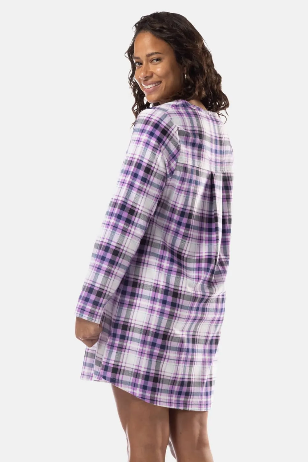 Women's EcoFlannel™ Above Knee Henley Nightshirt