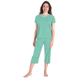 Women's Moisture Wicking V-Neck Capri Set